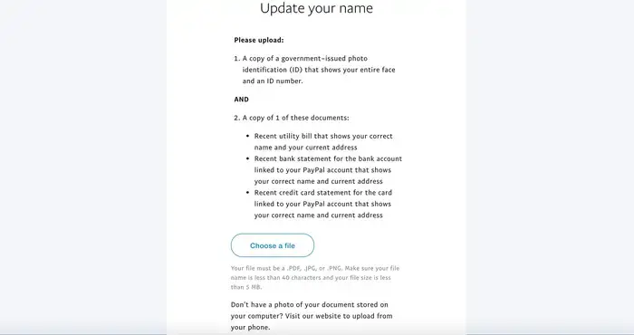 changing your name on paypal