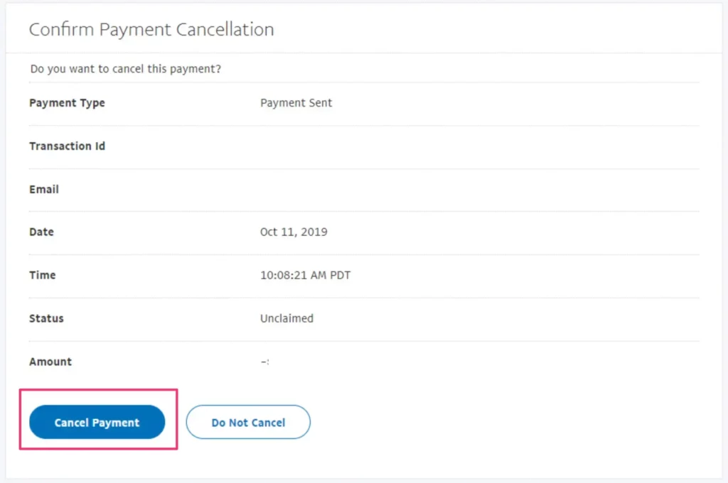 payment cancellation Paypal
