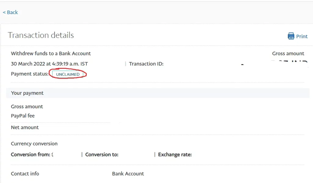unclaimed status on Paypal 